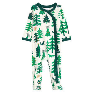 Nordstrom Babies' Family Footie In Ivory Egret Mod Woods Size 3 Months